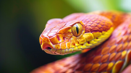 Fototapeta premium a macro of a corn snake head, ,with blured background, with empty copy space