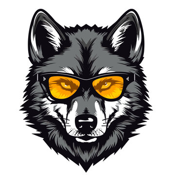 Vector illustration of a black dog in sunglasses on a white background.