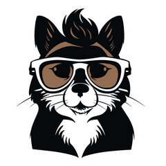 Vector image of a squirrel wearing sunglasses isolated on a white background.