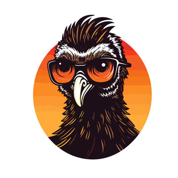 Eagle in sunglasses. Vector illustration of a bird wearing glasses.