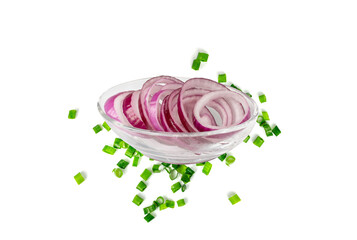 Obraz premium Sliced Red Onion or Purple Onion Rings Isolated