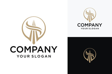 Lawyer Greek Symbol Pillar Icon Logo Flat Design Template Vector