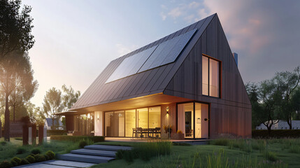 New suburban house with a photovoltaic system