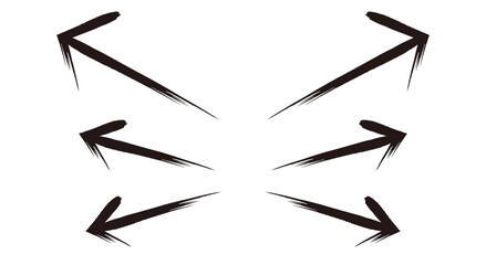 ペンキで描いたような勢いのある矢印のアイコンのセット　ベクターイラスト