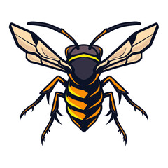 Simple design on a Wasp. Full body, colorful wasp vector design