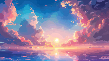 Anime cloud in blue heaven sky vector background