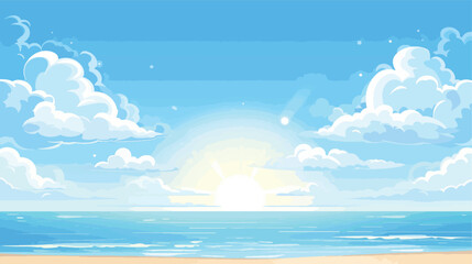 Obraz na płótnie Canvas Flat Vector Cartoon Sky Blue Cloud Background