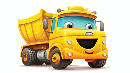 Illustration of a Happy Dump Truck cartoon isolated