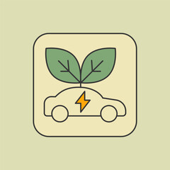 Electric car linear icon, environment editable stroke symbol, green energy vector outline sign. Alternative energy.