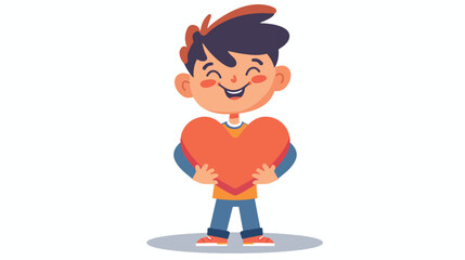 kid holding a heart shape vector illustration