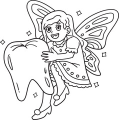 Dental Care Tooth Fairy Isolated Coloring Page
