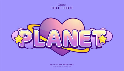decorative cute planet editable text effect vector design