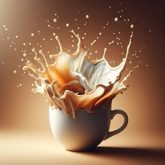 Dynamic Coffee and Milk Splash: Elegance in Motion