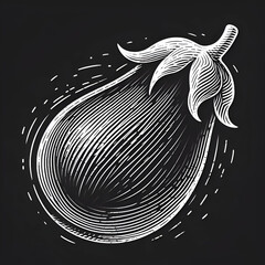 Scratchboard Eggplant, Black Background