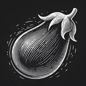 Scratchboard Eggplant, Black Background