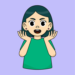 Girl irritated, frowning, grimacing puzzled and shrugging, hands raised