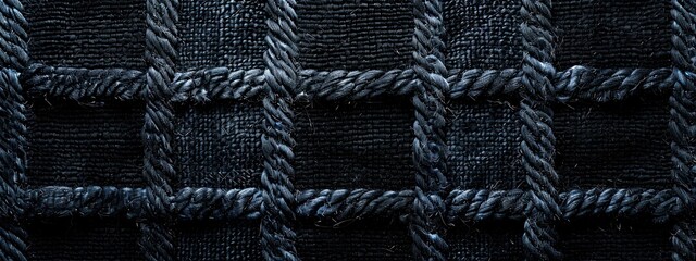modern and uneven luxury Black tartan woven carpet texture,front view