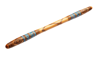 Traditional Aboriginal Didgeridoo Elegance on white background