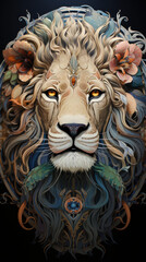 Lion head in fairy tale style.