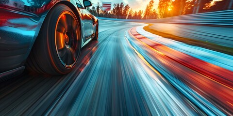Highperformance vehicle speeding around a racetrack with blurred background. Concept Racing Cars, Speed Motion, Blurred Background, High Performance, Race Track
