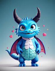 Obraz premium te Blue Monster Dragon