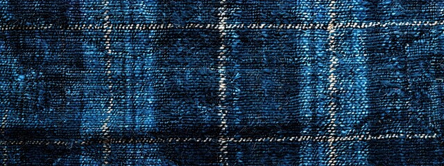 modern and uneven luxury Blue tartan woven carpet texture,front view