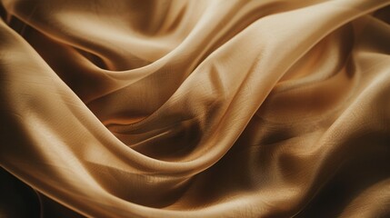 Background for design made of beige and brown silk fabric with flow line