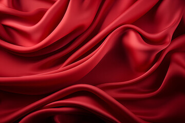 Obraz premium red silk fabric background, clothing material beautiful folds 