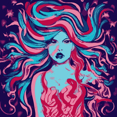 illustrations illustrations A woman with colorful hair vector design vector design illustrations 