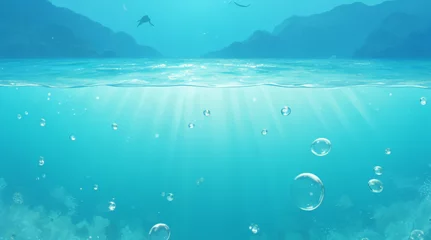 Keuken spatwand met foto Welle auf bewegter Wasseroberfläche, Nahaufnahme in der Mitte des Bildschirms. Unter der Wasseroberfläche mitten im Meer. © Cobe