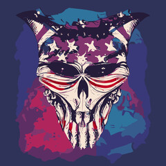 illustrations skull with a flag american on it vector design illustrations vector design prints 