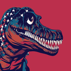 illustrationsillustrations A dinosaur with a flag american on its head vector design prints vector design 