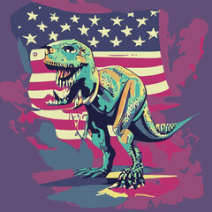 vector artwork A dinosaur with a flag american vector design illustrations vector design 