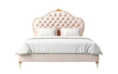 Plush King-sized Bed with Stylish Headboard on white background
