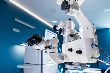 Interior of a modern ophthalmology operating room with modern equipment. The concept of new...
