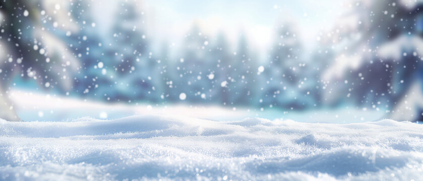 Enchanting Winter Wonderland Background with Gentle Snowfall and Pristine Snow