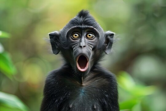 Surprised Monkey With Open Mouth: Perfect for Memes. Concept Animals, Memes, Surprised Reactions, Monkey Faces