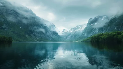 Wandcirkels plexiglas Glaciers carve their ancient stories into the rugged fjords.  © Laiba Rana
