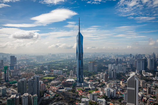 Merdeka 118 skyscraper, Kuala Lumpur, Malaysia. Amazing view from above in sunny weather