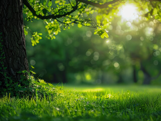 Fototapeta na wymiar green, summer, sun, nature, tree, forest, sunlight