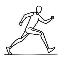 Fototapeta na wymiar Running man vector, abstract running person silhouette symbol, modern simple sprinter trail shape