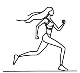 Fototapeta na wymiar Running woman vector, abstract running person silhouette symbol, modern simple sprinter trail shape