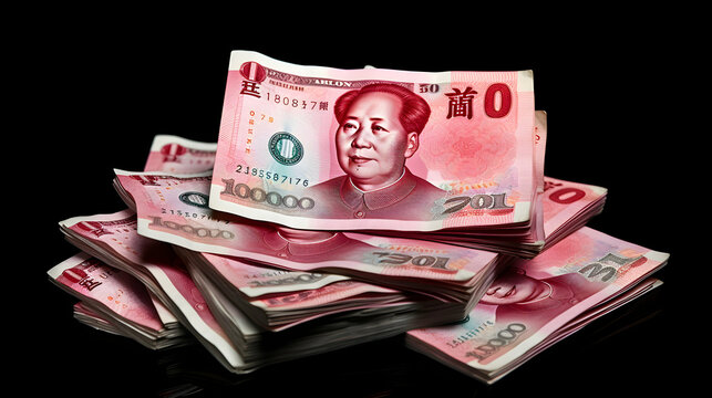 A handful of Chinese yuan bills