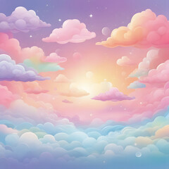 Fototapeta na wymiar Pastel rainbow sky fantasy background. 