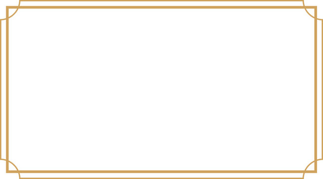Rectangle art deco gold frame with 3.375 : 1.875 aspect ratio for business card, horizontal border cutout, svg  with transparent background.