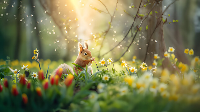 Fototapeta easter bunny in the grass. Generative AI