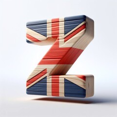 Z letter United Kingdom letters shape 3D wooden Lettering Typeface. AI generated illustration