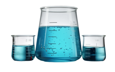 Laboratory Experiment in Glass Beaker on white background