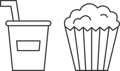 線画のテーマパーク関連単品イラストアイコンセット　ジャンクフード