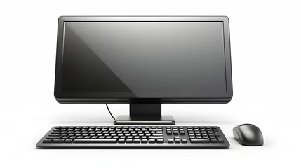 Fotobehang Desktop computer and keyboard a clean and organized setting © Visual Aurora